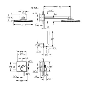 Pack douche encastrée Precision SmartControl avec Vitalio SmartActive 310 Cube