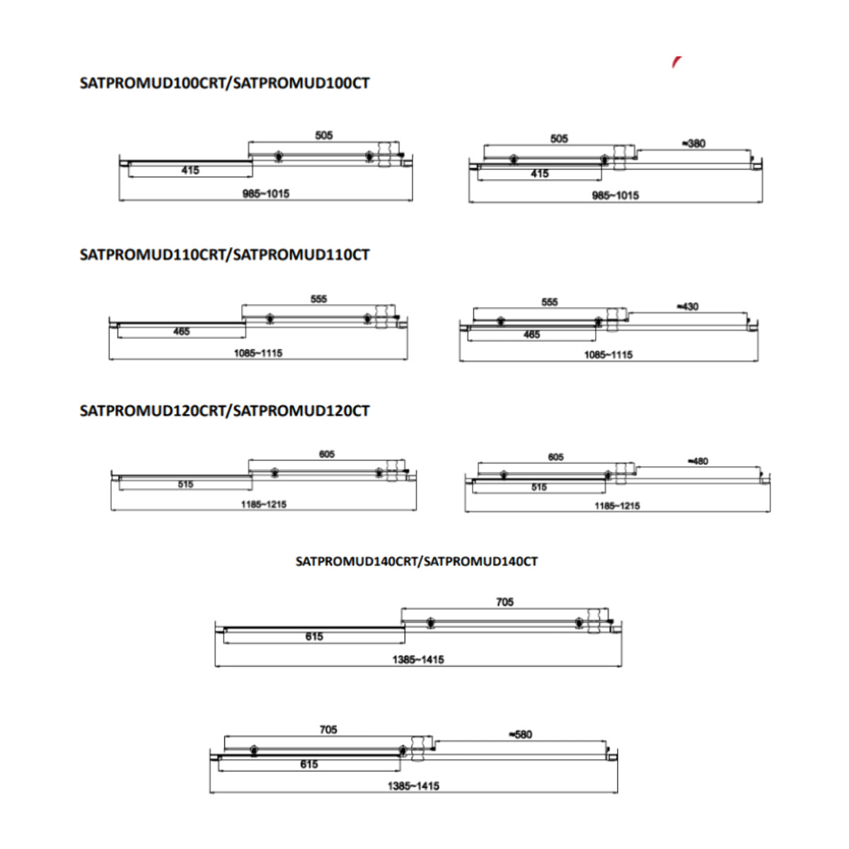 SAT PROJECT  Porte de douche 100x185cm coulissante avec profilé chrome brillant (SATPROMUD100CRT)
