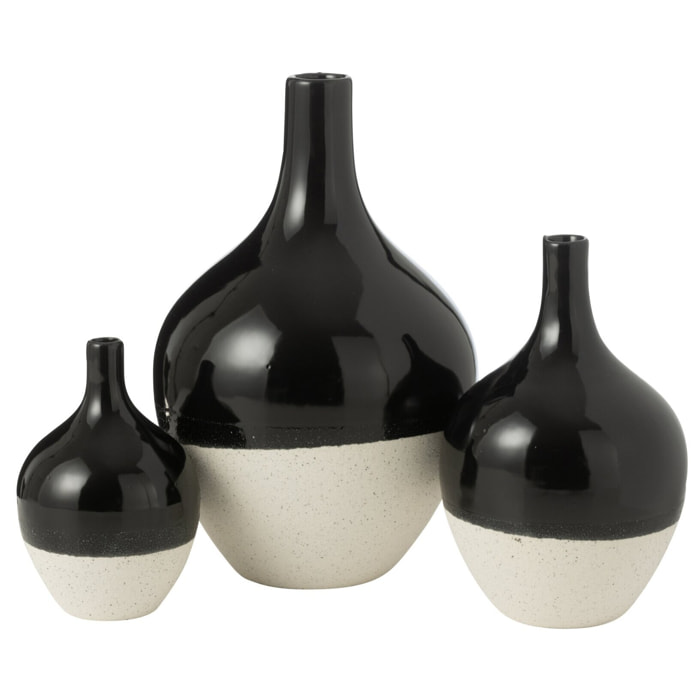 J-Line vase Iva - porcelaine - noir/blanc - large - Ø 21 cm