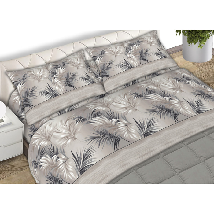 Completo Lenzuola In Calda Flanella Made in Italy Armony Grigio