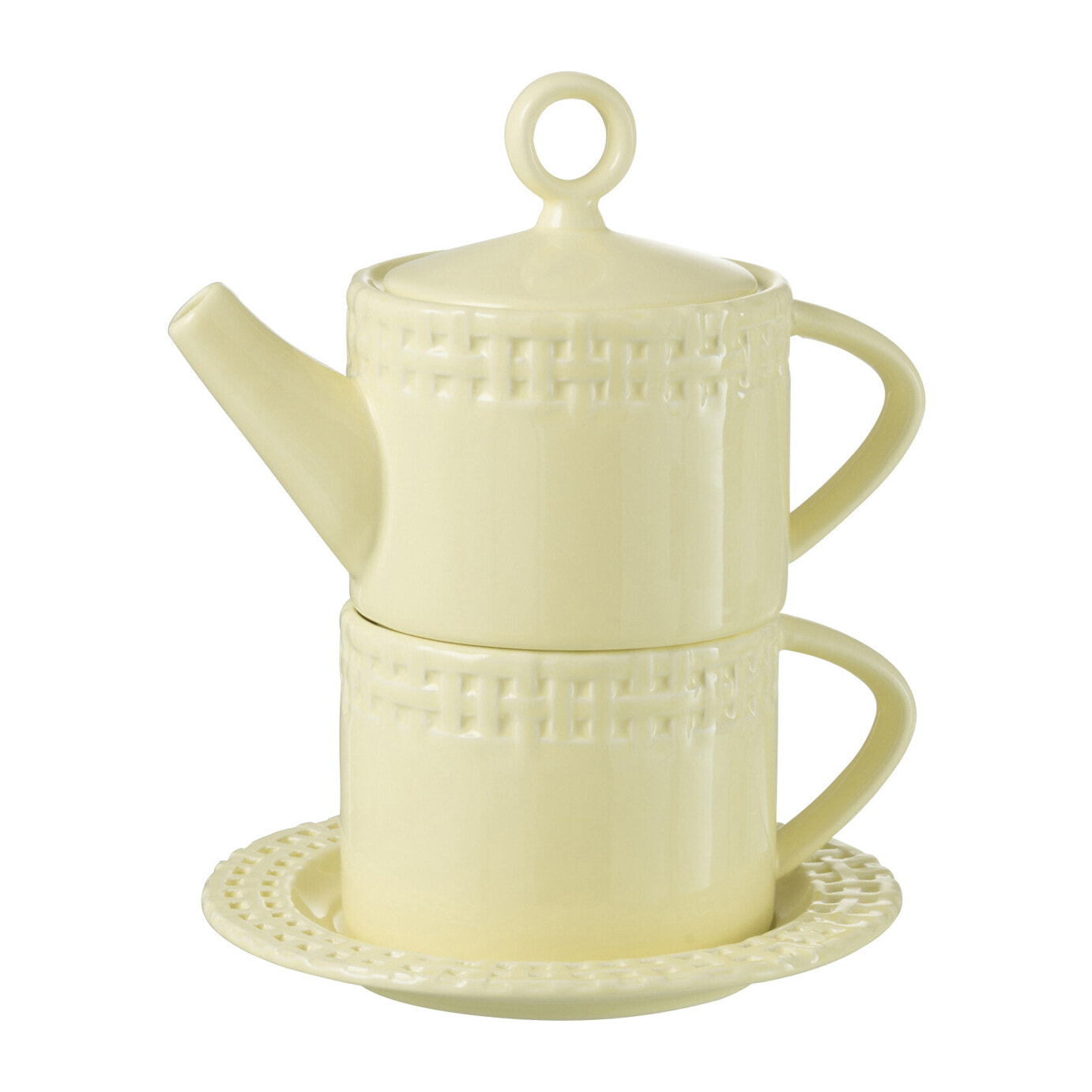 J-Line tasse + théière - céramique - jaune