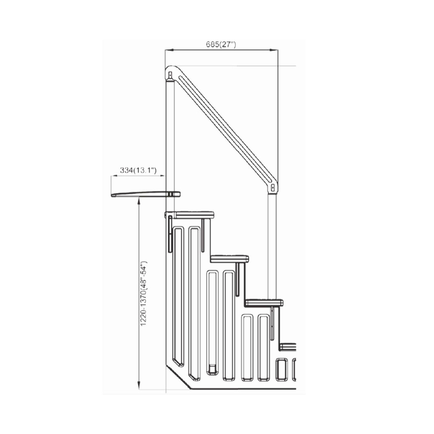 Escalier simple pour piscine en plastique