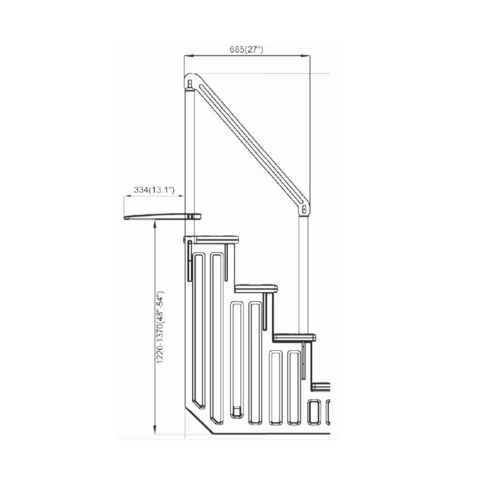 Escalier simple pour piscine en plastique