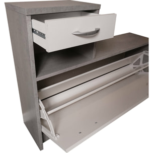 Mobile ingresso con specchio, 100 x 25.5 x 190, Bianco, Cemento