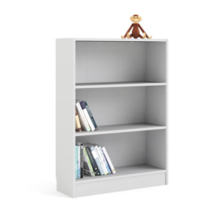 Libreria a tre vani, colore bianco, cm 79 x 107 x 27