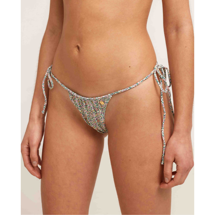 Braga de bikini brasileña con lazos en tejido estampado