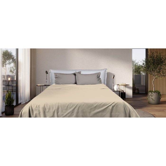 UNO CASA DESIGN Completo Letto Bice 25 Bicolor in Puro Cotone_Matrimoniale_taupe