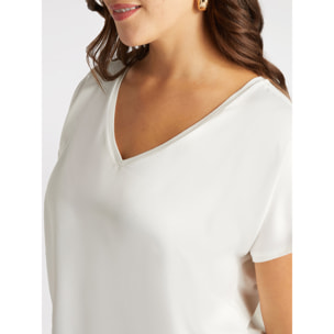 Fiorella Rubino - T-shirt in raso e jersey - Bianco