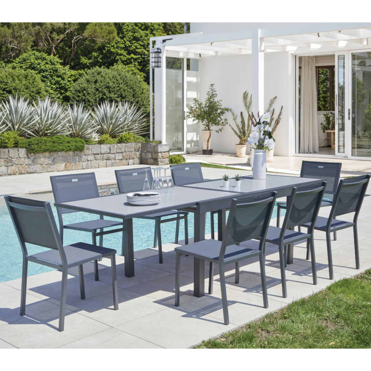 Ensemble table et chaises de jardin  - HONFLEUR VERRE