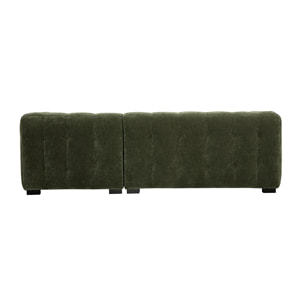 Canapé d'angle droit design 3 places en tissu effet velours vert kaki CORTO