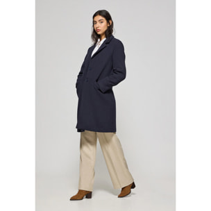 Cappotto Kate abbottonato blu marino con particolari Polo Club