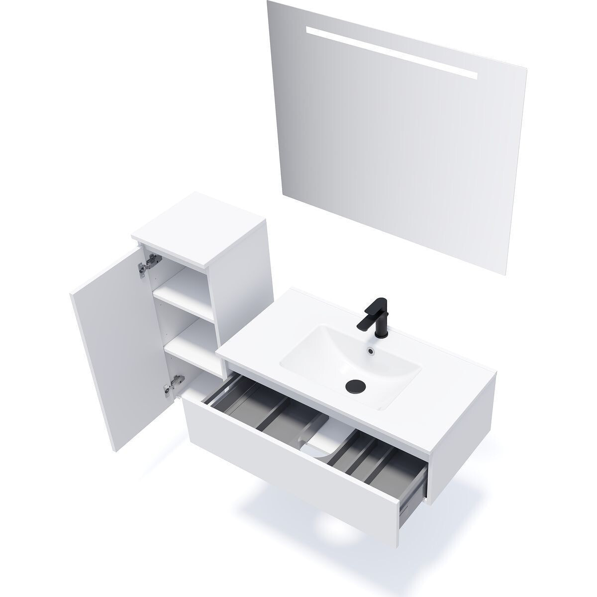 Ensemble double vasque 1 tiroir + miroir - HUDSON