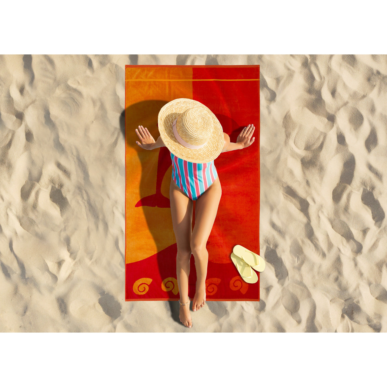 Telo Mare Spugna Jacquard Spiaggia Disegno Flipper