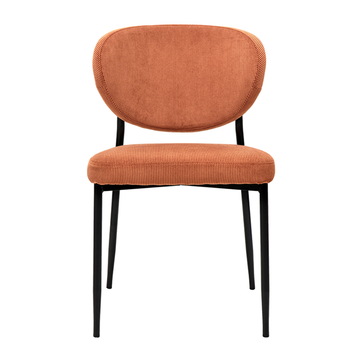 Chaises en tissu velours côtelé terre brûlée et métal noir (lot de 2) BREKA