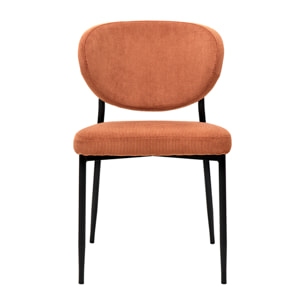 Chaises en tissu velours côtelé terre brûlée et métal noir (lot de 2) BREKA