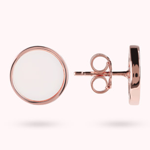 Orecchini a Bottone con Disco Piccolo in Pietra Naturale di Agata Bianca