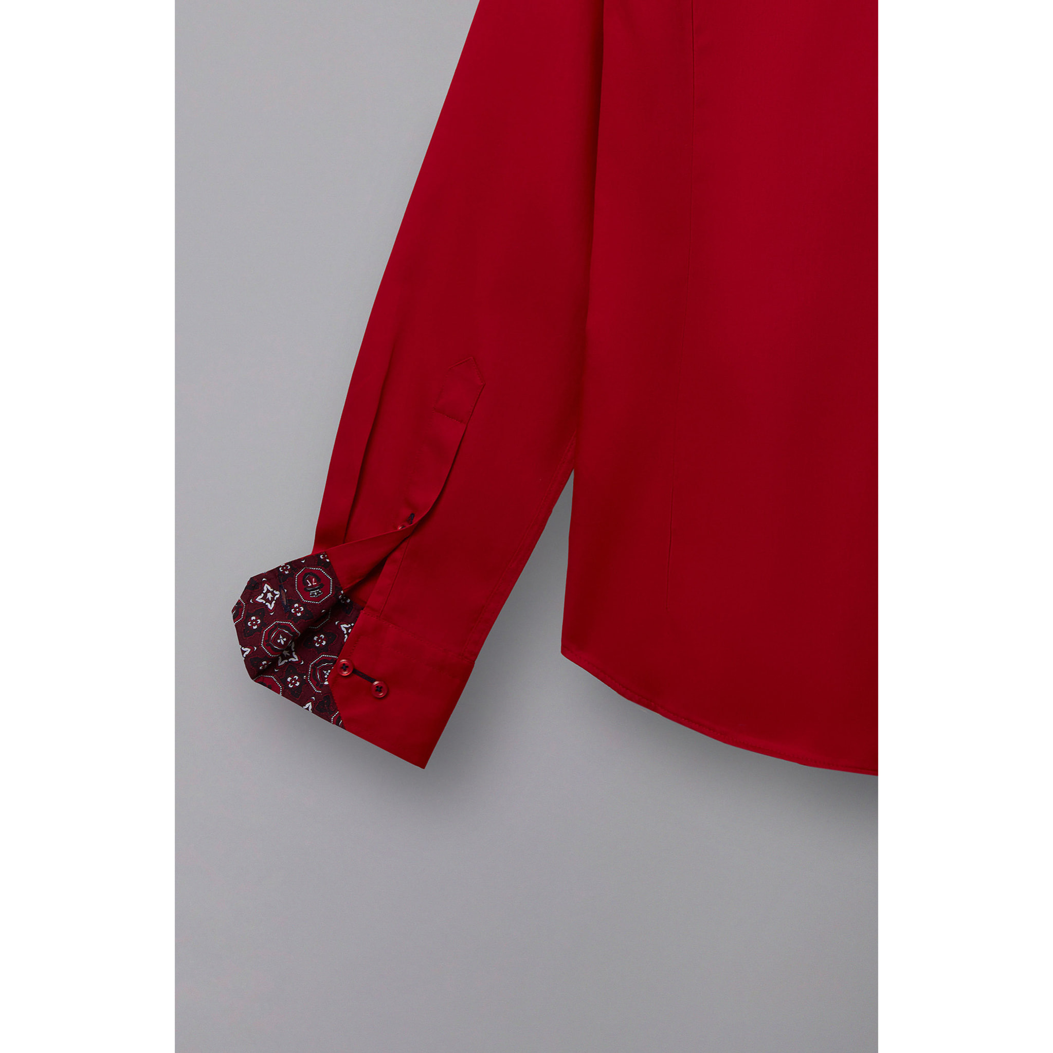 Camicia Uomo 1 Bottone Button Down Slim Satin Unito Rosso