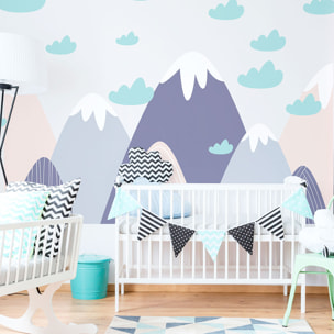 Stickers muraux enfants - Décoration chambre bébé - Autocollant Sticker mural géant enfant montagnes scandinaves FINKA