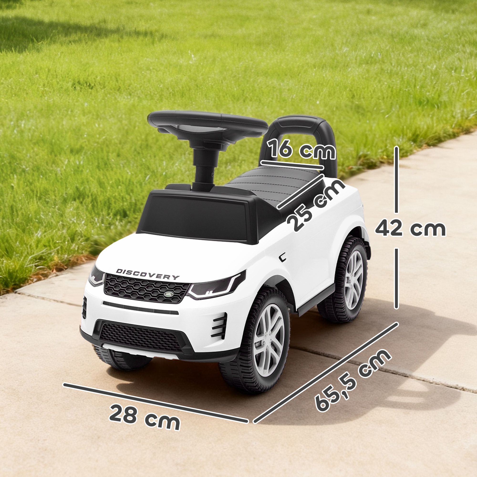 Porteur enfant voiture licence Land Rover Discovery Sport effets sonores blanc