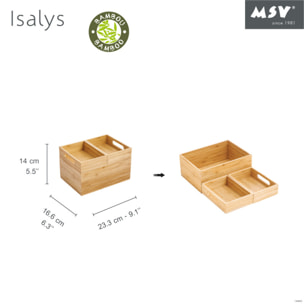 Boite Organisateur polyvalent 3 compartiments empilables Bambou ISALYS Beige MSV