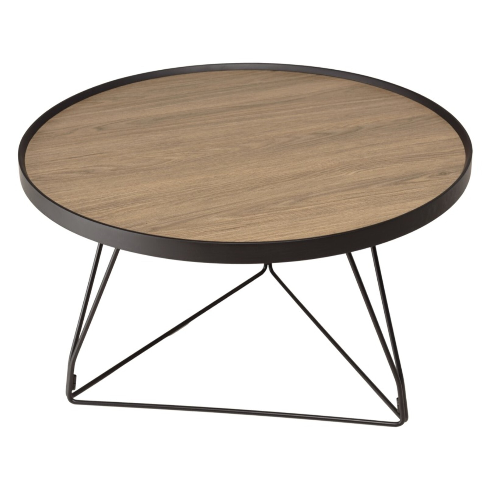 JULIA - Table basse ronde 70x70cm mocha pieds épingles métal noir