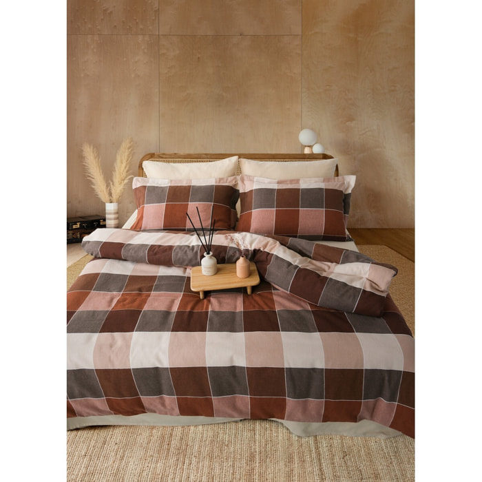 Parure de lit Flanelle de coton imprimé "Echo-Marron"