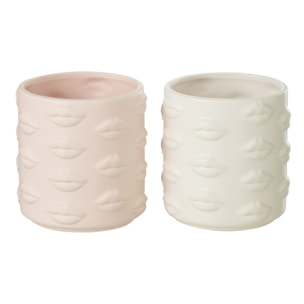 J-Line vase Bisou Dolomie - poterie - rose - 2 pcs - Ø 14 cm