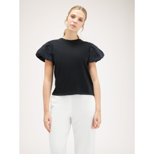 Motivi - Camiseta con mangas con forma de globo - Negro