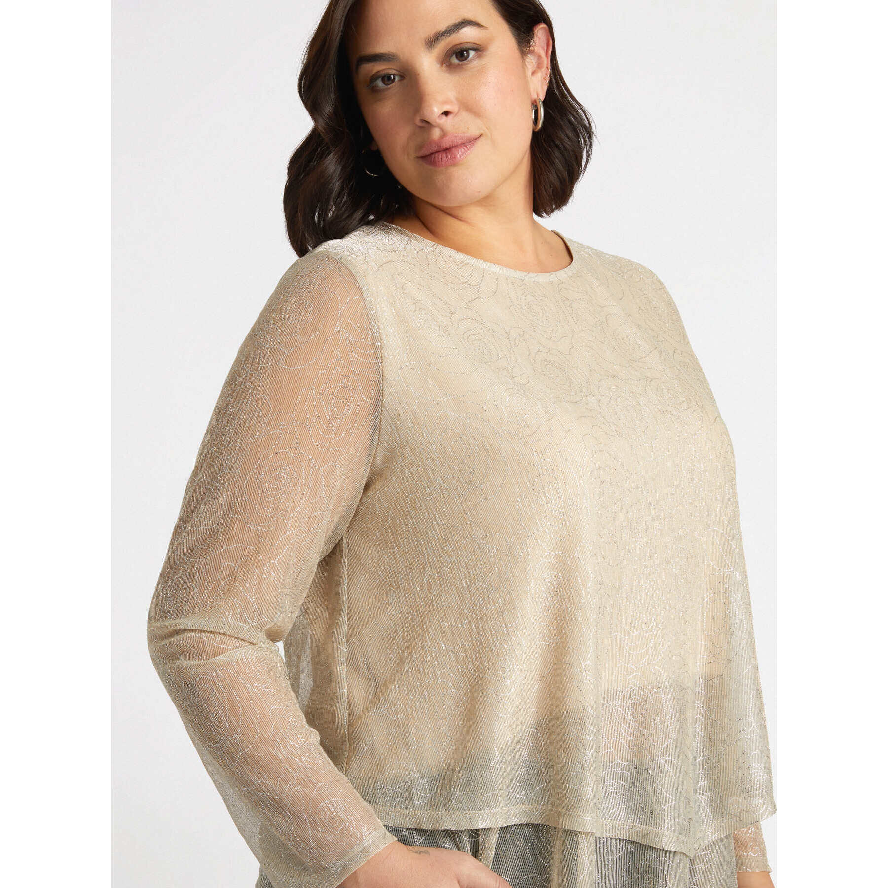 Fiorella Rubino - T-shirt lurex con sovrapposizioni - Oro