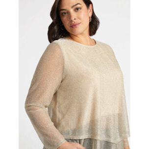 Fiorella Rubino - T-shirt lurex con sovrapposizioni - Oro