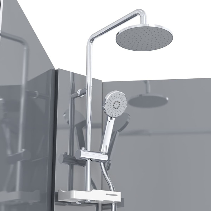 Projet 90x90 cm set cabine de douche carrée en verre sécurit avec receveur, système de douche et profilés (SATPROBOXQ90CRT)