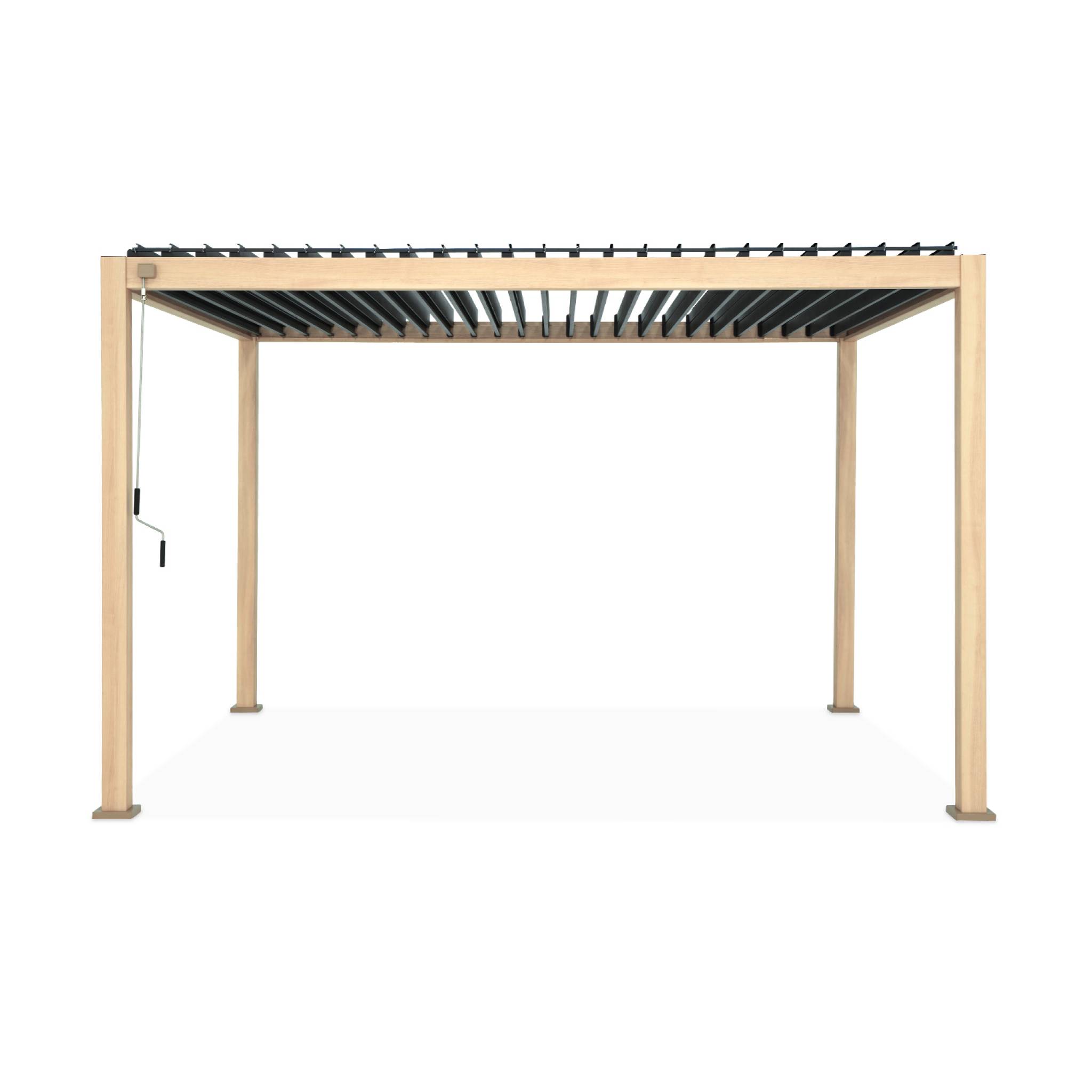 Pergola Bioclimatique coloris bois clair – Triomphe – 3x4m. aluminium. à lames orientables
