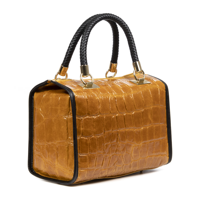 Catena Borsa tote Donna.Pelle autentica Camoscio Incisa Coccodrillo Grande