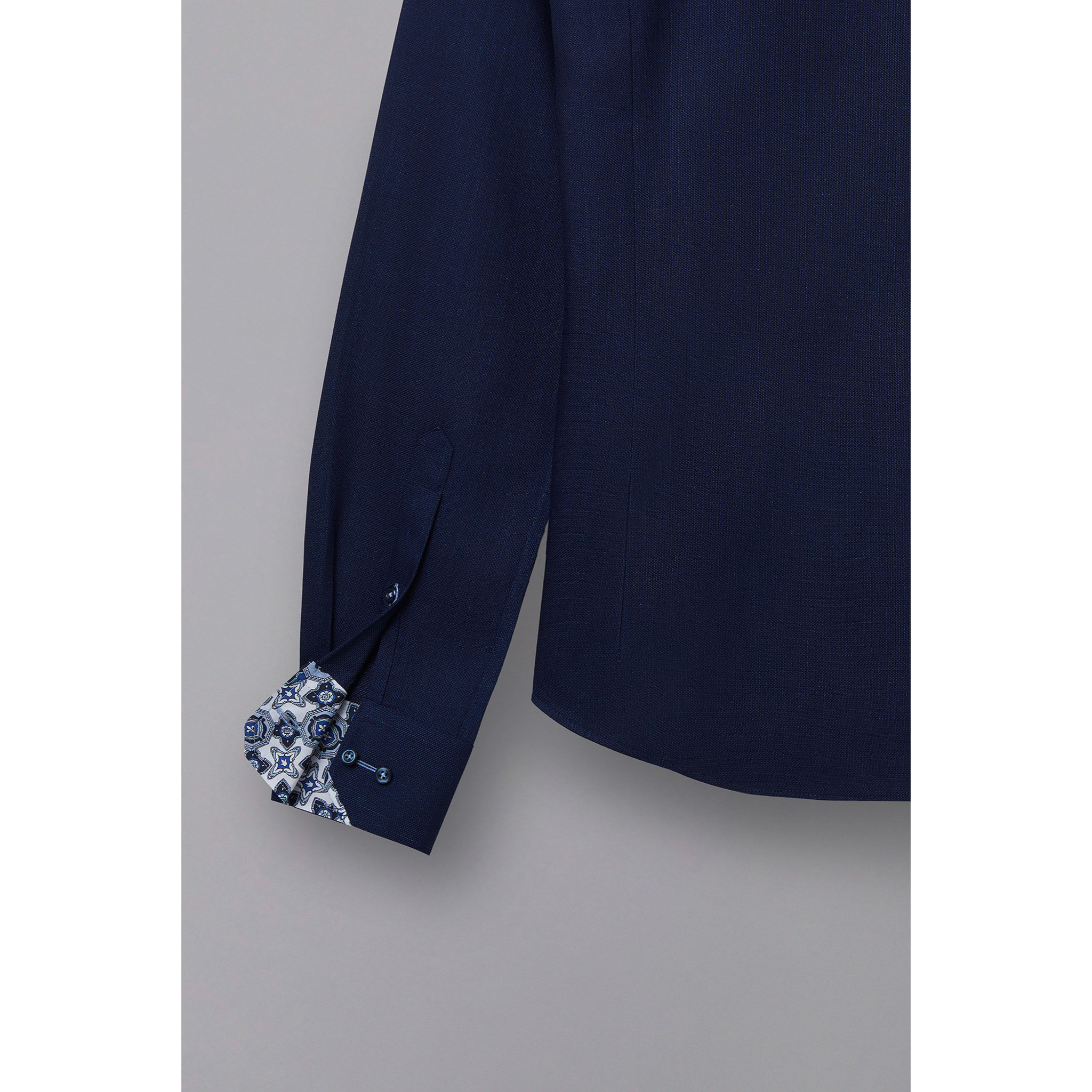 Camicia Uomo 1 Bottone Button Down Slim Armaturato Unito Blu