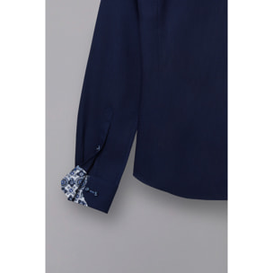 Camicia Uomo 1 Bottone Button Down Slim Armaturato Unito Blu