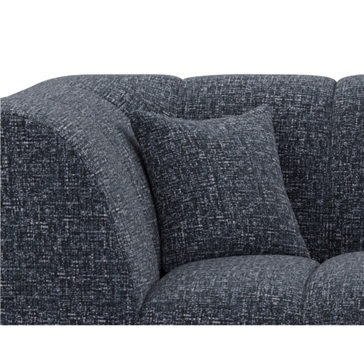 Curtis - canapé d'angle droit 4 places avec accoudoir en tissu texturé - Bleu