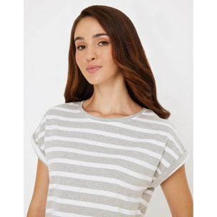 Camiseta Manga Corta de Rayas Gris - Madonna