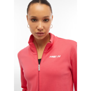 Tuta donna in cotone interlock con zip e collo alto