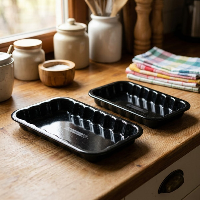 Lot de 2 plats à barbecue en acier émaillé 21 x 12 cm FM Professional Barbecue