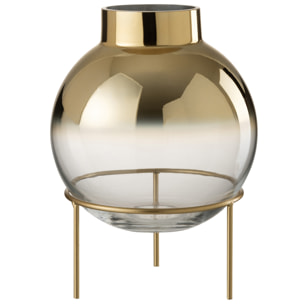 J-Line vase Boule sur Pied - verre - goud/transparent - 30 cm de hauteur