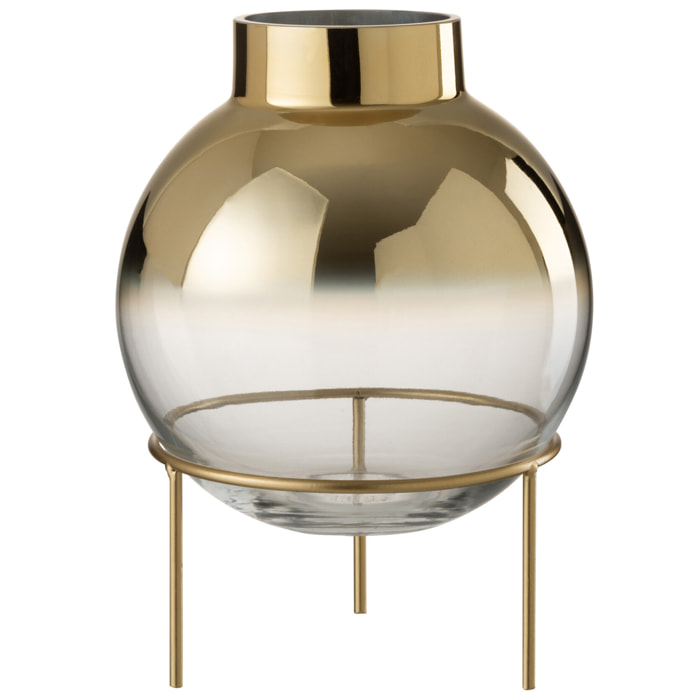 J-Line vase Boule sur Pied - verre - goud/transparent - 30 cm de hauteur