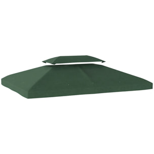 Techo de Repuesto para Cenador, 4x3 m, Cubierta de Repuesto con Techo Doble, 10 Orificios de Drenaje y Protección UV, SOLO Toldo de Recambio para Pabellón Gazebo, Verde