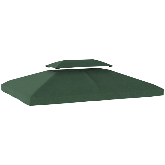 Techo de Repuesto para Cenador, 4x3 m, Cubierta de Repuesto con Techo Doble, 10 Orificios de Drenaje y Protección UV, SOLO Toldo de Recambio para Pabellón Gazebo, Verde