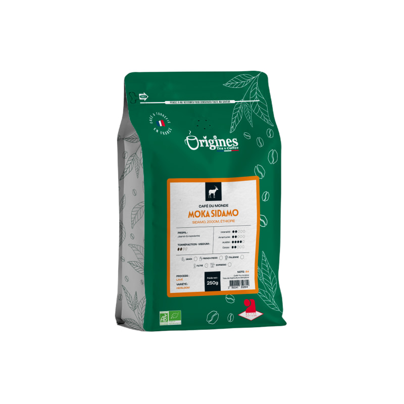 Café Bio - Moka Sidamo - Pur Arabica - Grain 250g
