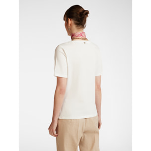 Elena Mirò - T-shirt con ricamo libellule - Bianco