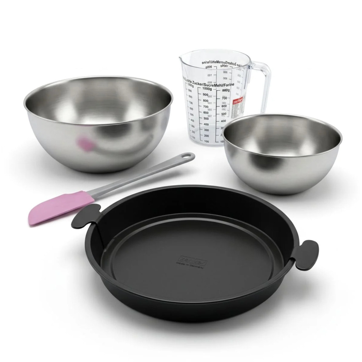 Set de 5 ustensiles de pâtisserie moule à quiche bol à mixer spatule pâtisserie et verre doseur Black metallic Black mettallic Zenker  Black mettallic