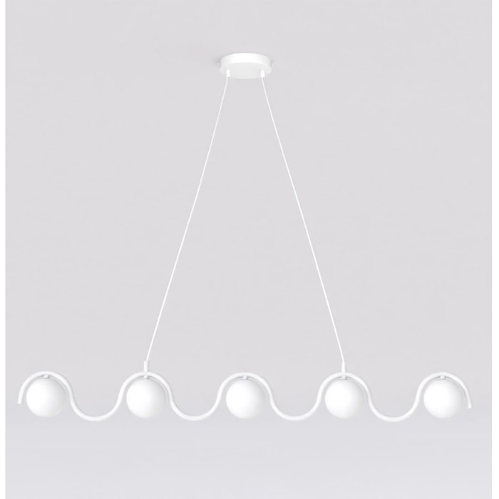 Lampada a sospensione Sinus in acciaio bianco