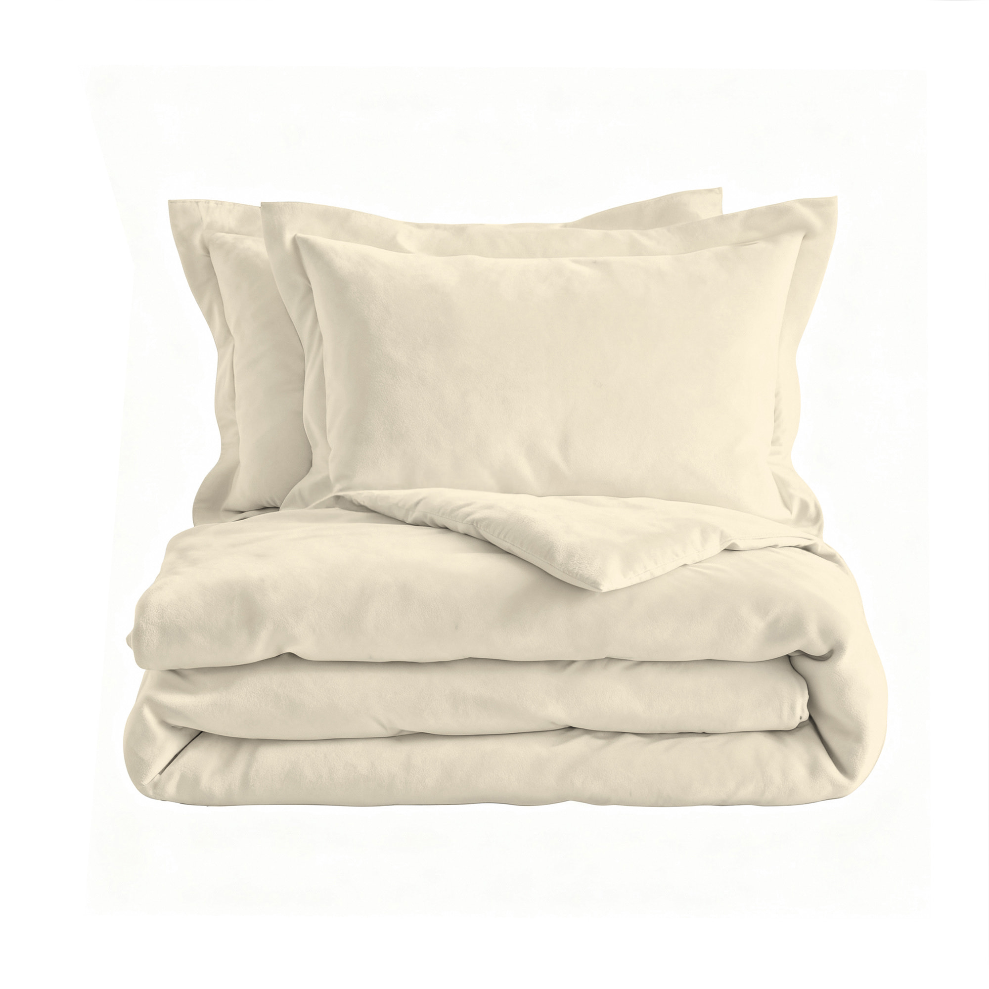 PARURE COPRIPIUMINO RASO CLOE, 100% Raso di Cotone, Made in Italy - PANNA
