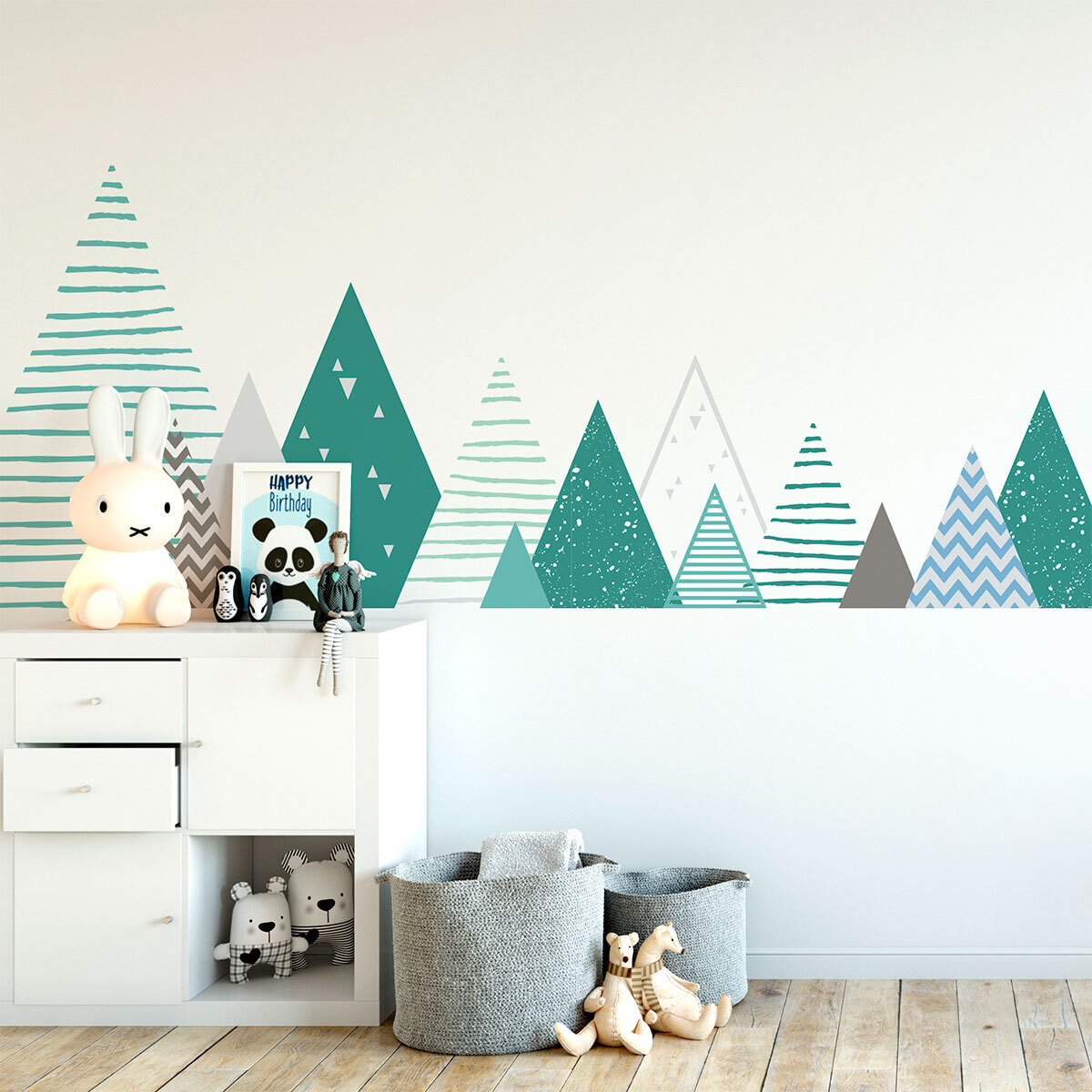 Stickers muraux enfants - Décoration chambre bébé - Autocollant Sticker mural géant enfant montagnes scandinaves KIMKA