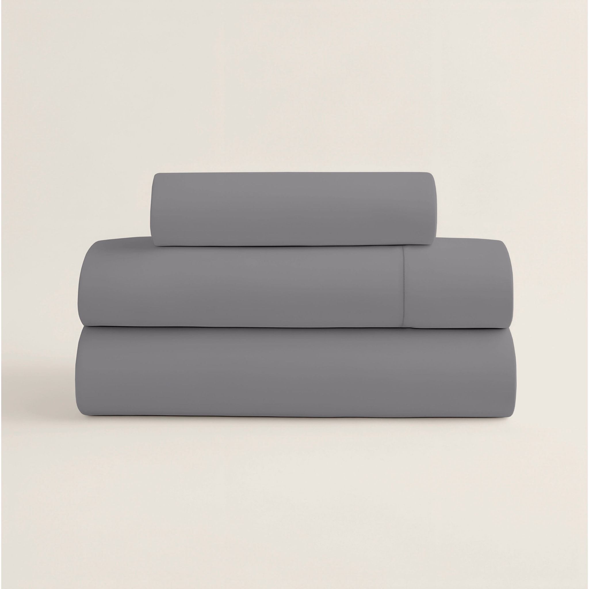 Juego de Sábanas Lisas - 100% Microfibra - Incluye 1 o 2 Fundas de Almohada + 1 Sábana Bajera - Gris 7